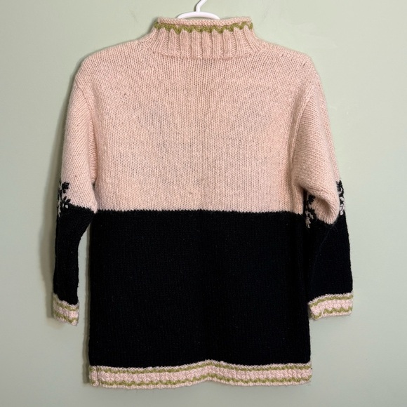Vintage Express tricot wool high neck, snowflake tunic sweater size S bulky - Picture 7 of 7